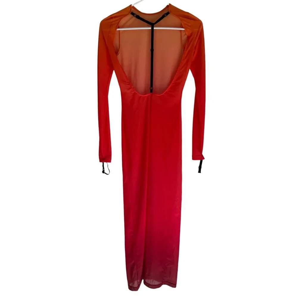 Courreges 2nd Skin Dress In Gradient Sunset in Orange XSmall New Womens Bodycon - Picture 7 of 16